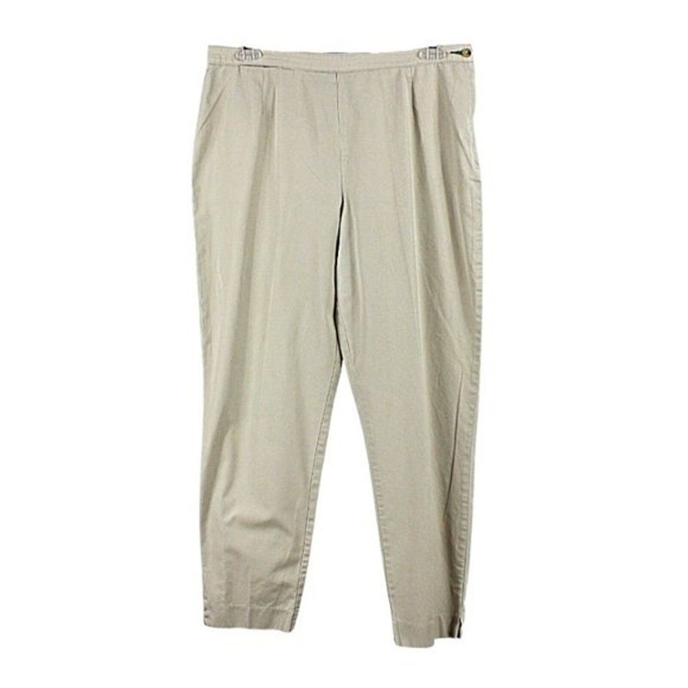 Tommy Hilfiger Khaki Pants High Waist Tapered Leg Hidden Pocket Tan Women's Sz16